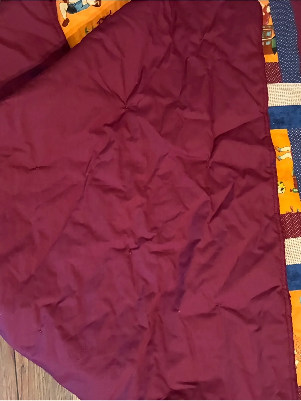 Vintage Handmade Patchwork Tied Quilt Kids Novelty Print 53x40